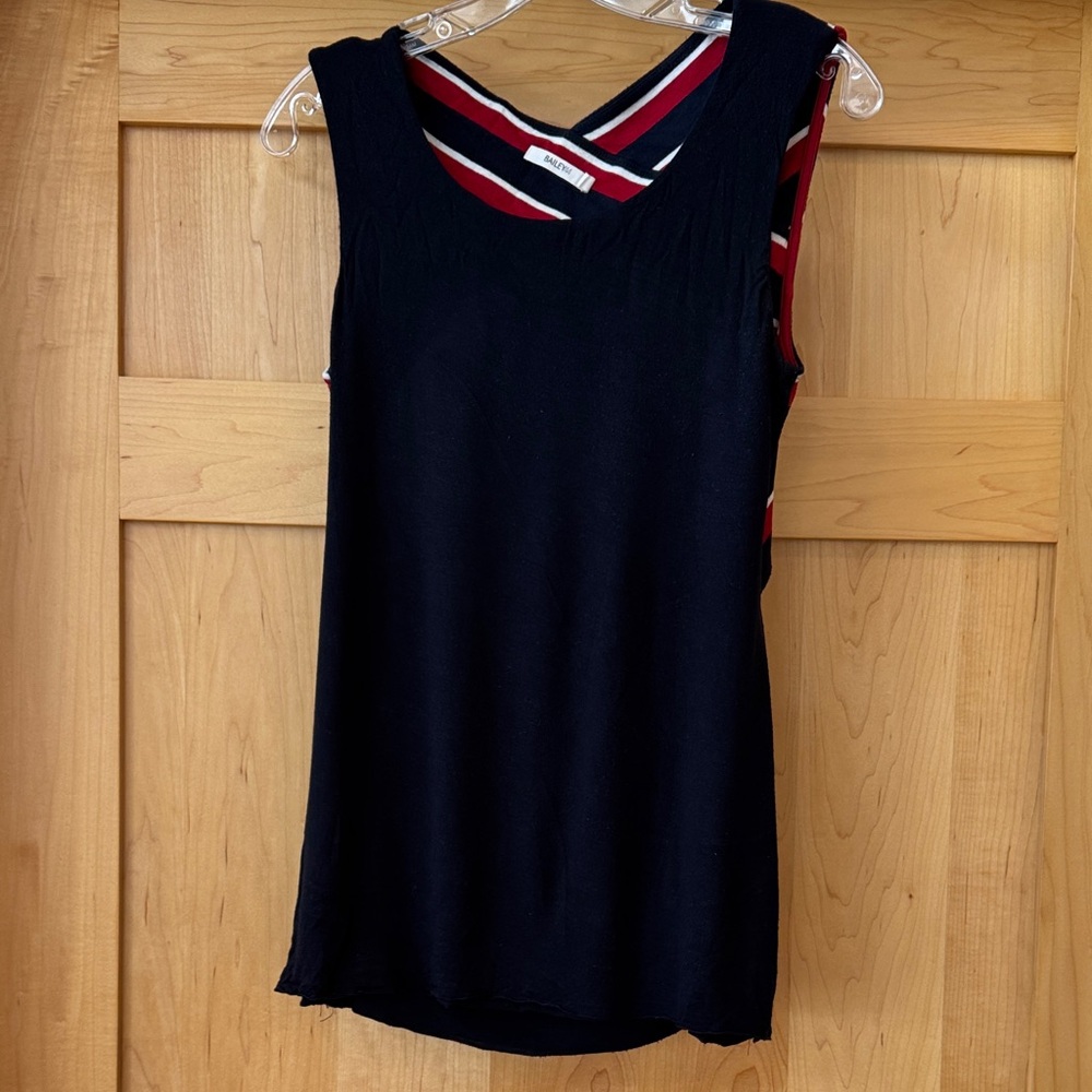 Bailey 44 Mavy and Red Striped Open back Tank Top